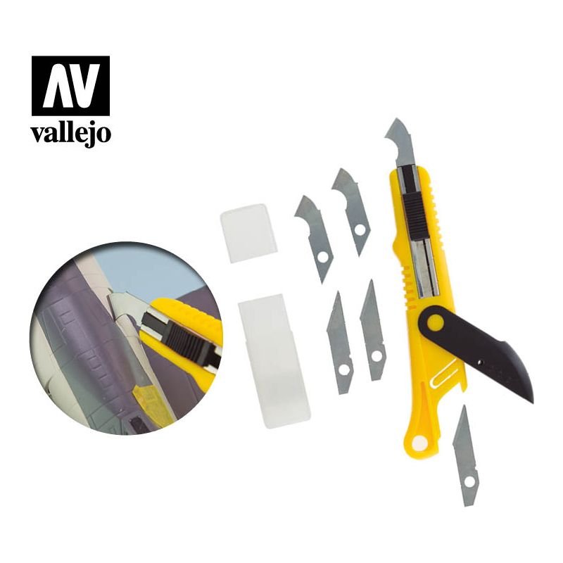 Vallejo Hobby Tools - Plastic Cutter Scriber Tool & 5 Spare Blades